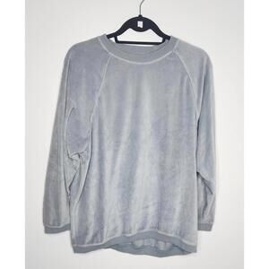 Aerie Sweatshirt Womens Extra Small Gray Plush Velour Fleece Pullover Cozy